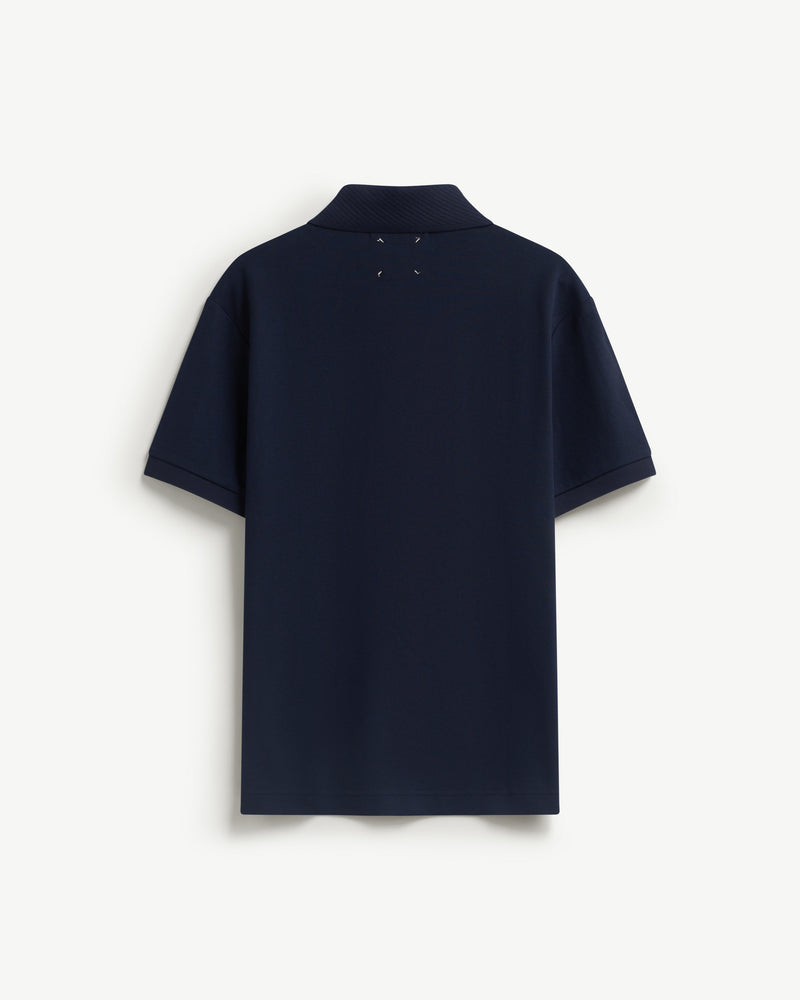 Navy — Men's S.Cafe Short-Sleeve Polo Shirt — Fitted, Ribbed Collar