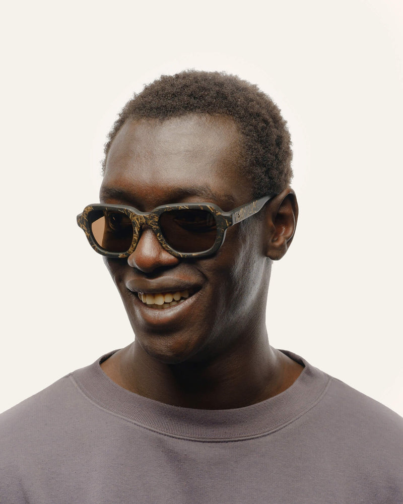 Brade Flax Brown Sunglasses — On model