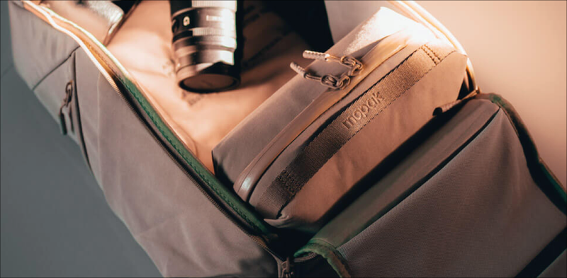 Coffee grounds bag by Mopak worn in an urban setting