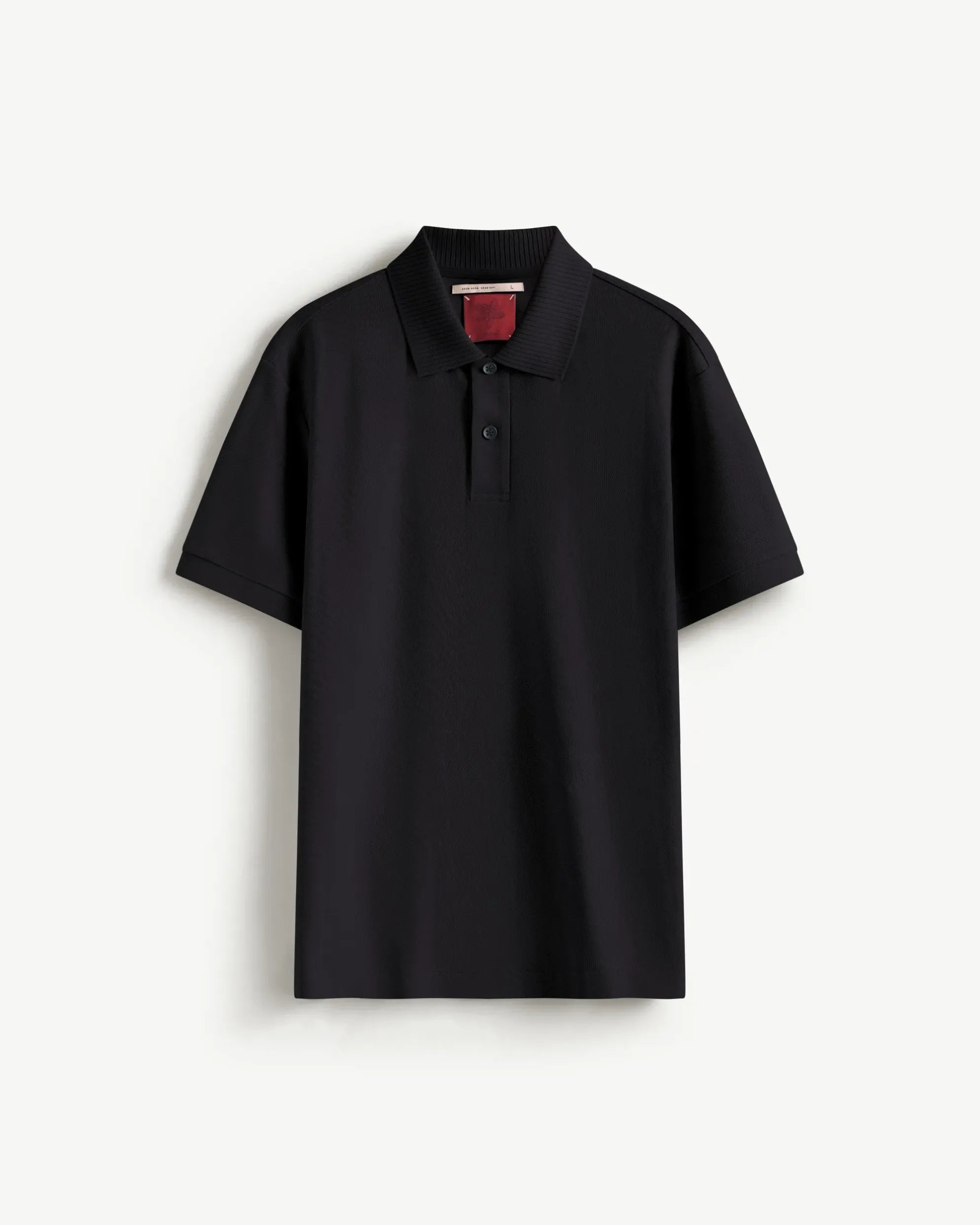 Black — Men's S.Cafe Short-Sleeve Polo Shirt — Ribbed Trim Collar