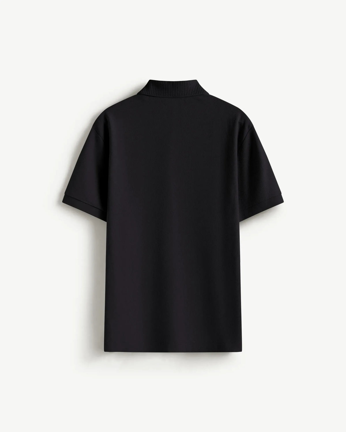 Black — Men's S.Cafe Short-Sleeve Polo Shirt — Ribbed Trim Collar