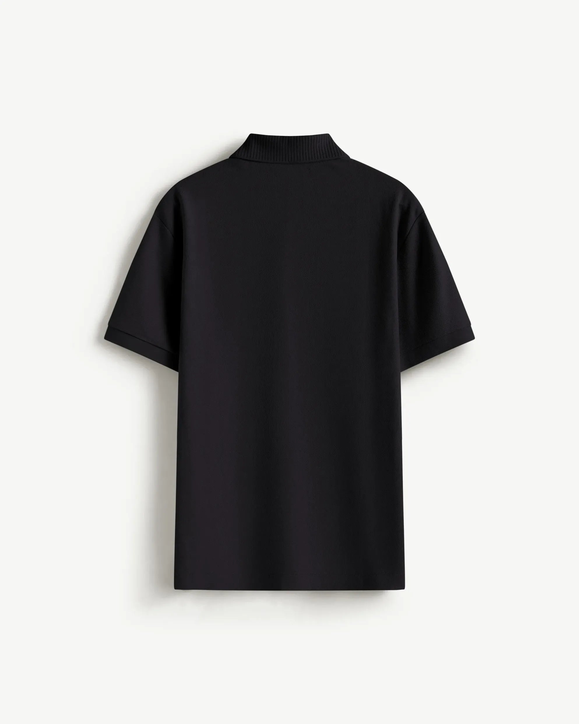 Black — Men's S.Cafe Short-Sleeve Polo Shirt — Ribbed Trim Collar