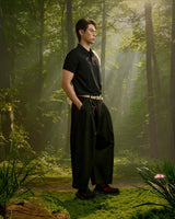 Black — Men's S.Cafe Short-Sleeve Polo Shirt — Ribbed Trim Collar