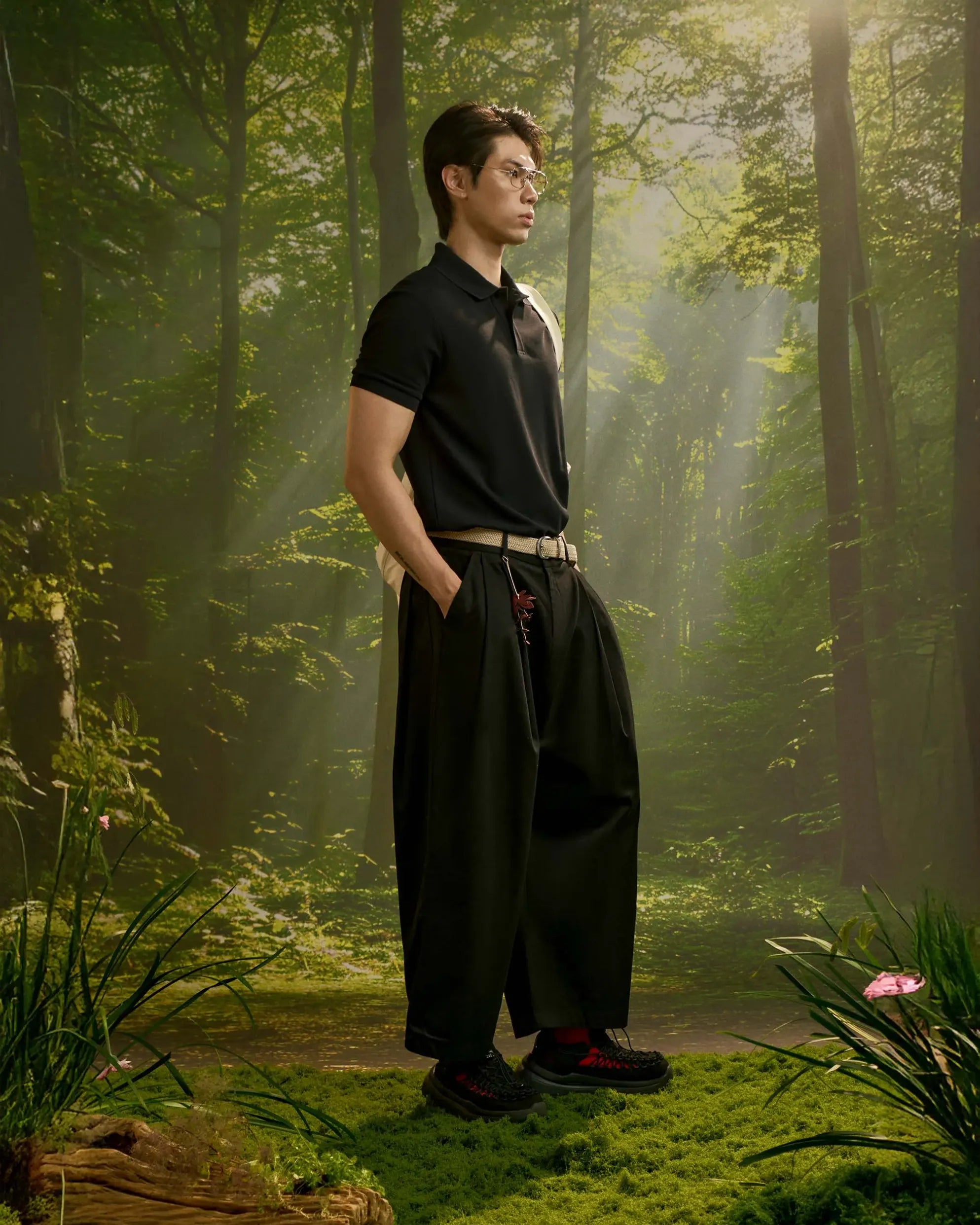Black — Men's S.Cafe Short-Sleeve Polo Shirt — Ribbed Trim Collar