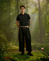 Black — Men's S.Cafe Short-Sleeve Polo Shirt — Ribbed Trim Collar