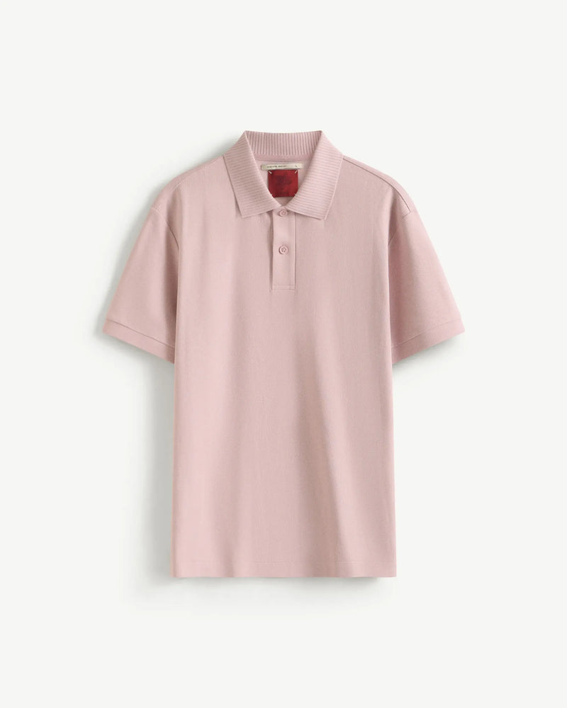 Burnished Lilac — Men's S.Cafe Short-Sleeve Polo Shirt — Ribbed Trim Collar