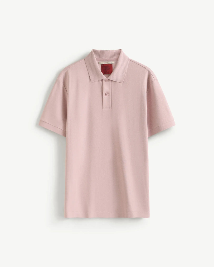 Burnished Lilac — Men's S.Cafe Short-Sleeve Polo Shirt — Ribbed Trim Collar