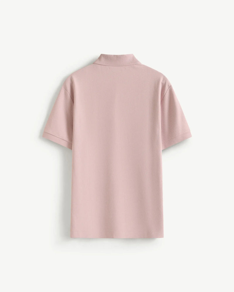 Burnished Lilac — Men's S.Cafe Short-Sleeve Polo Shirt — Ribbed Trim Collar