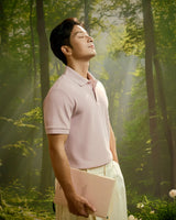 Burnished Lilac — Men's S.Cafe Short-Sleeve Polo Shirt — Ribbed Trim Collar