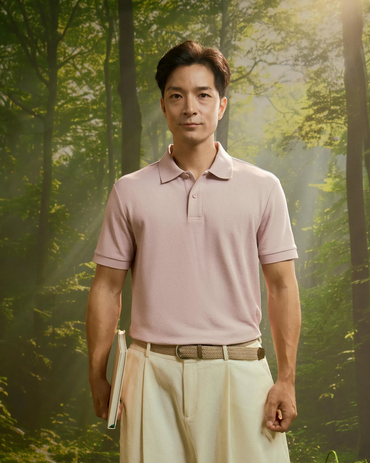 Burnished Lilac — Men's S.Cafe Short-Sleeve Polo Shirt — Ribbed Trim Collar