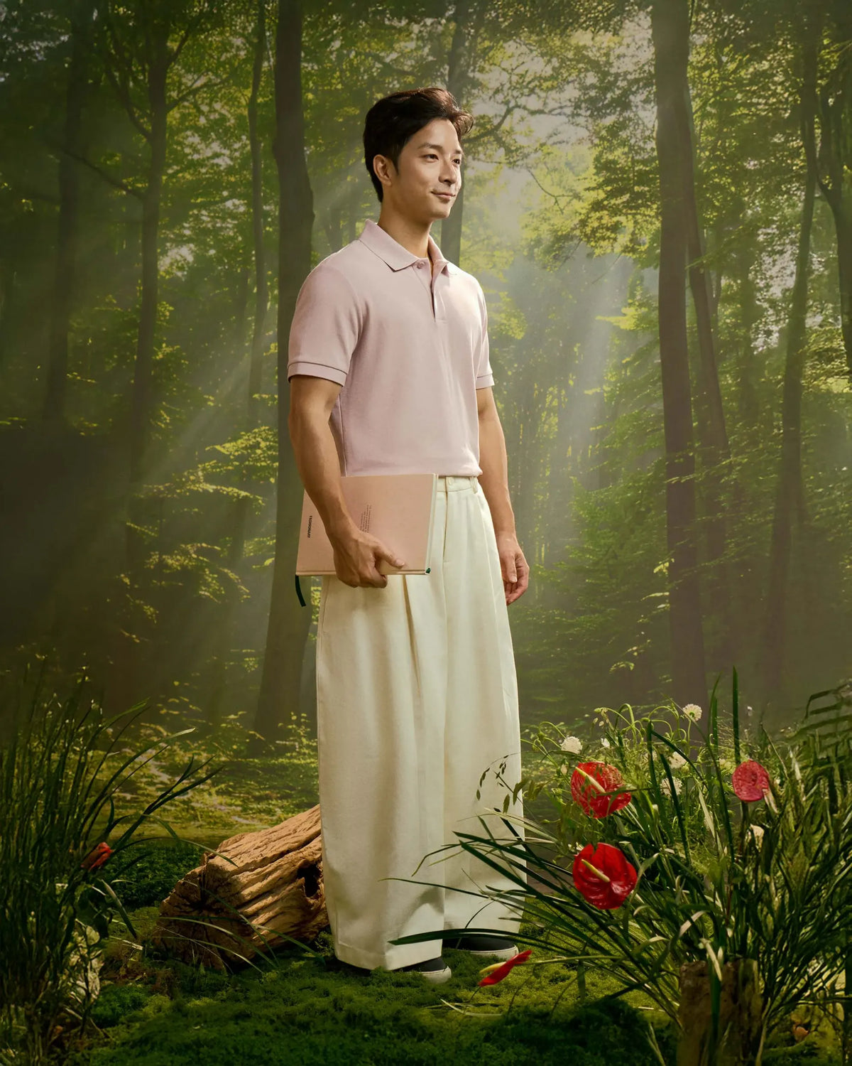 Burnished Lilac — Men's S.Cafe Short-Sleeve Polo Shirt — Ribbed Trim Collar