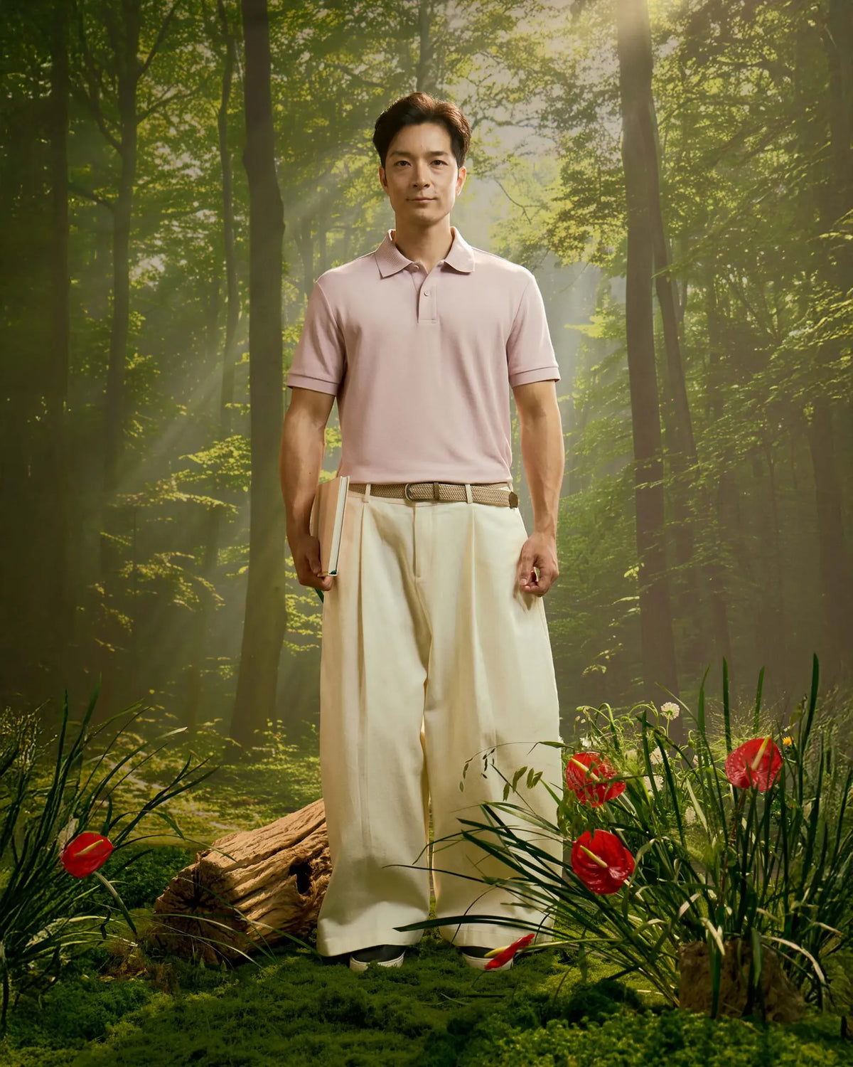 Burnished Lilac — Men's S.Cafe Short-Sleeve Polo Shirt — Ribbed Trim Collar
