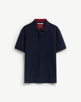 Navy — Men's S.Cafe Short-Sleeve Polo Shirt — Fitted, Ribbed Collar