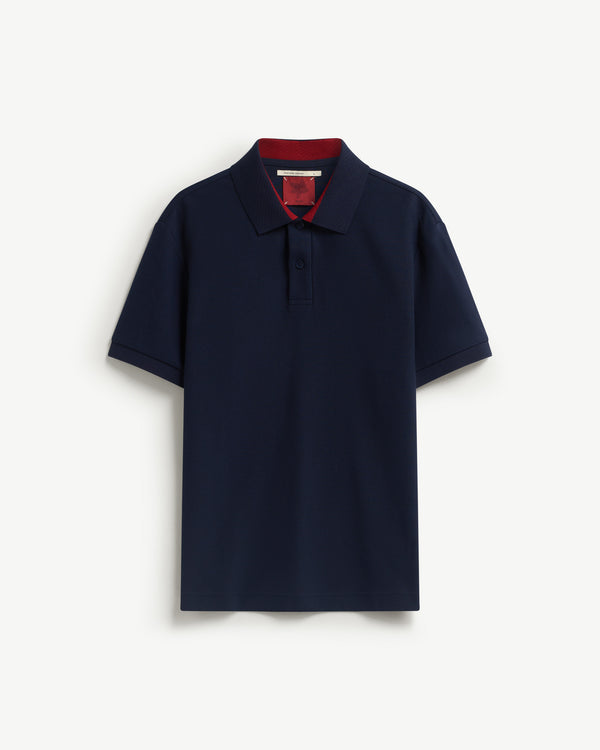 Men's S.Café Polo Shirt, Ribbed Collar — Navy
