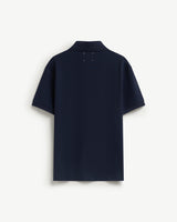 Navy — Men's S.Cafe Short-Sleeve Polo Shirt — Fitted, Ribbed Collar