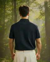 Navy — Men's S.Cafe Short-Sleeve Polo Shirt — Fitted, Ribbed Collar