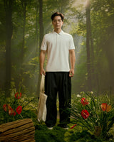 Off White — Men's S.Cafe Short-Sleeve Polo Shirt — Fitted, Ribbed Collar