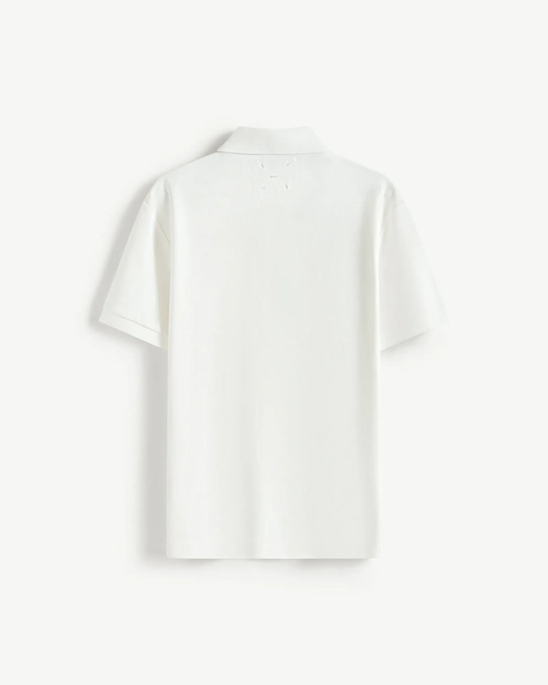 Off White — Men's S.Cafe Short-Sleeve Polo Shirt — Fitted, Ribbed Collar