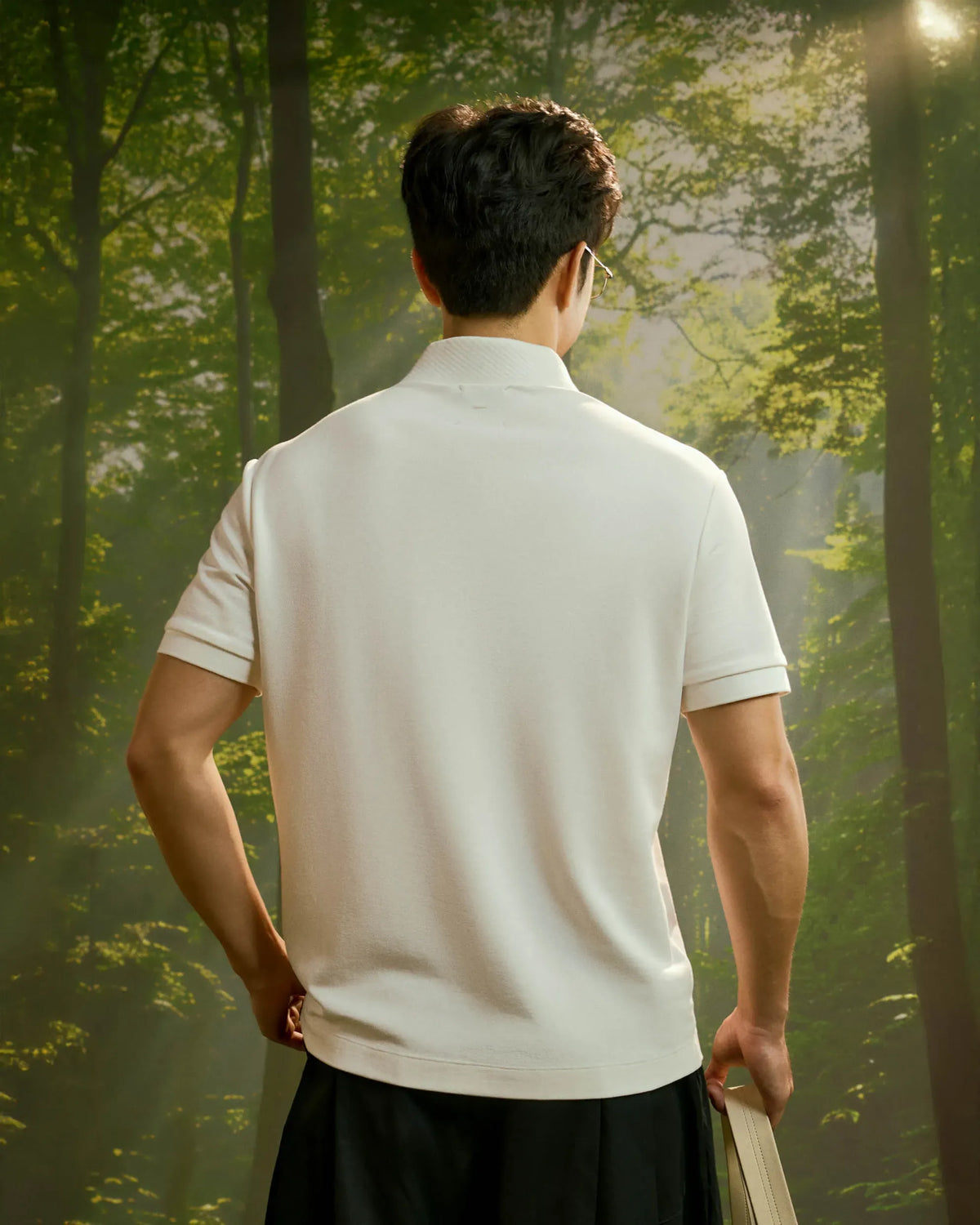 Off White — Men's S.Cafe Short-Sleeve Polo Shirt — Fitted, Ribbed Collar