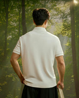 Off White — Men's S.Cafe Short-Sleeve Polo Shirt — Fitted, Ribbed Collar