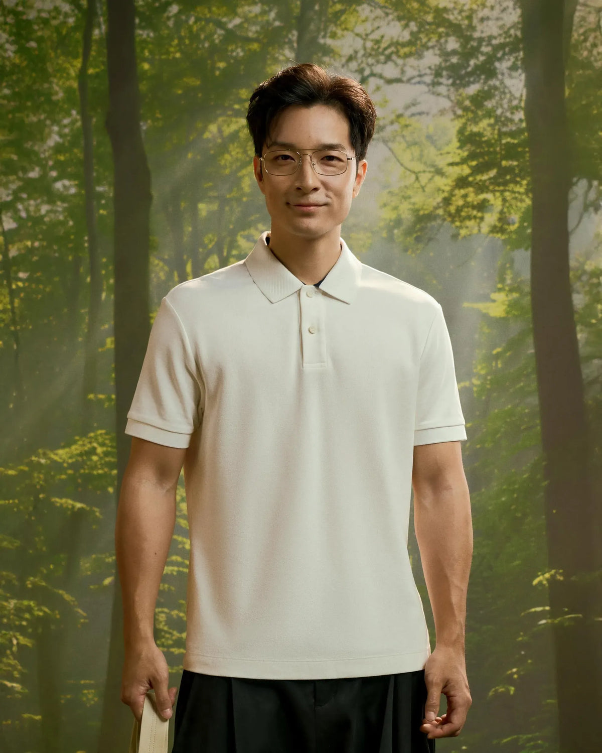 Off White — Men's S.Cafe Short-Sleeve Polo Shirt — Fitted, Ribbed Collar