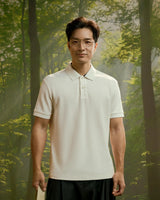 Off White — Men's S.Cafe Short-Sleeve Polo Shirt — Fitted, Ribbed Collar