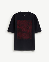 Black/Red — Men's S.Cafe Embroidered Short-Sleeve T-Shirt — Boxy Fit