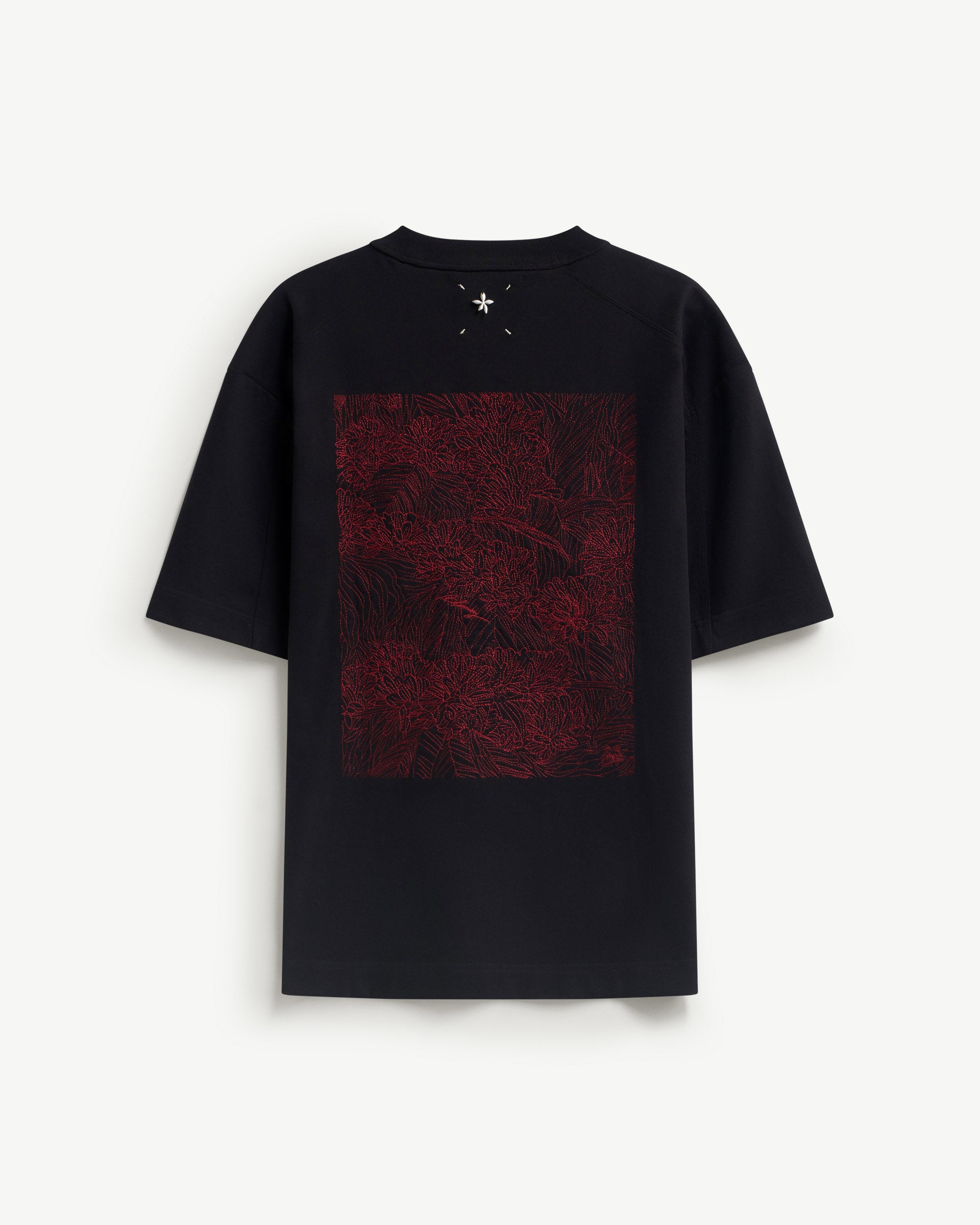 Black/Red — Men's S.Cafe Embroidered Short-Sleeve T-Shirt — Boxy Fit