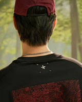Black/Red — Men's S.Cafe Embroidered Short-Sleeve T-Shirt — Boxy Fit