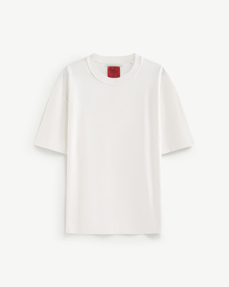 White/Red — Men's S.Cafe Embroidered Short-Sleeve T-Shirt — Boxy Fit