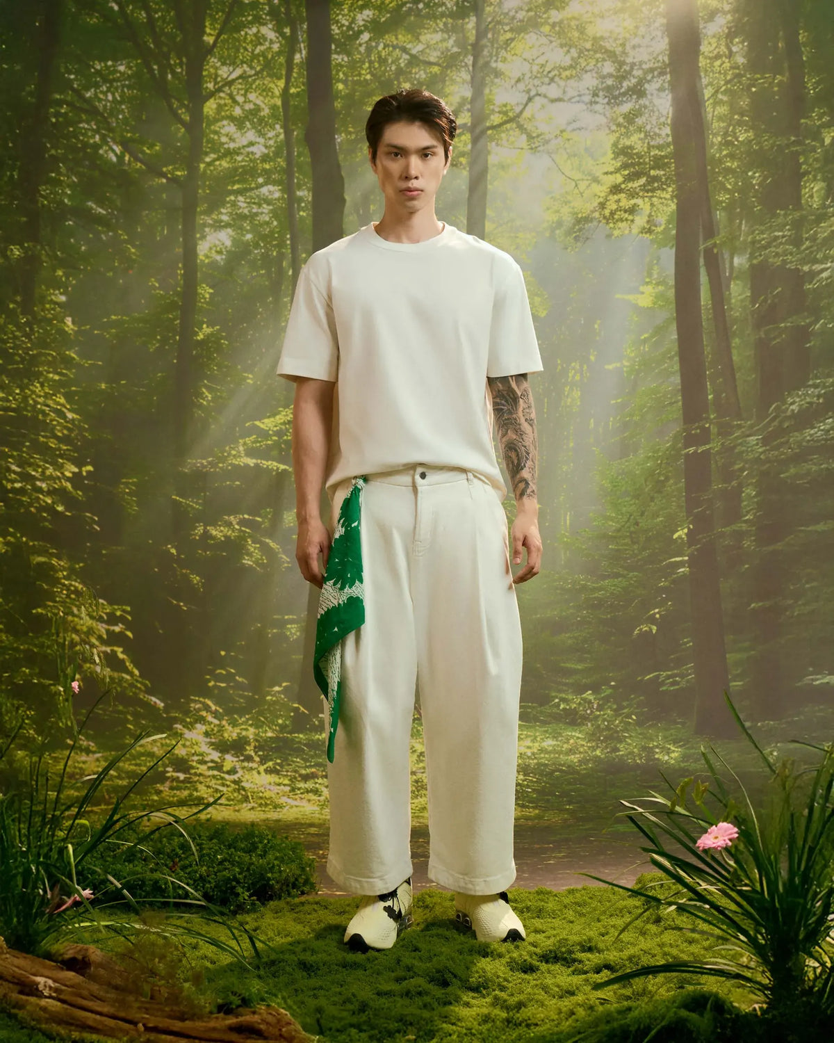 White/White — Men's S.Cafe Embroidered Short-Sleeve T-Shirt — Boxy Fit