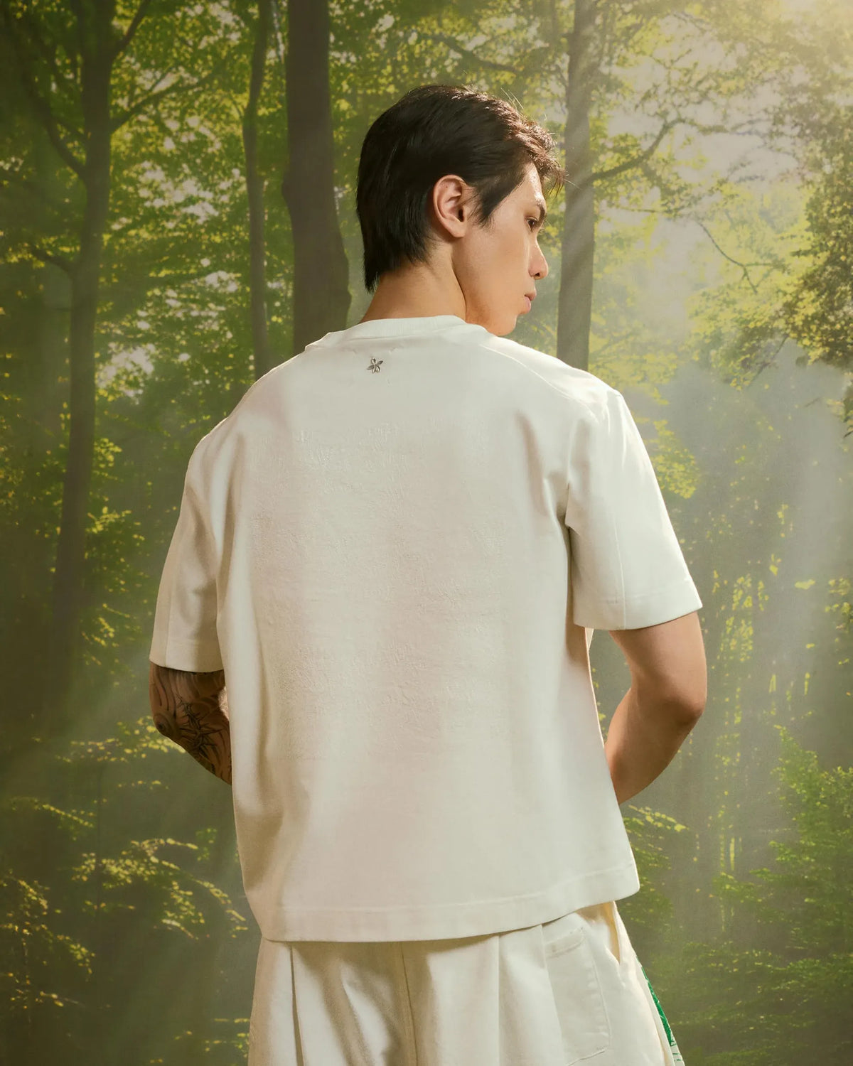 White/White — Men's S.Cafe Embroidered Short-Sleeve T-Shirt — Boxy Fit