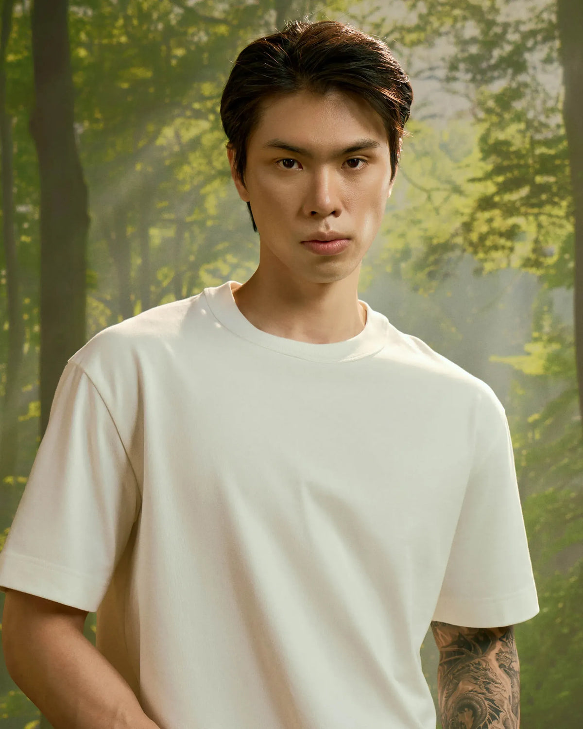 White/White — Men's S.Cafe Embroidered Short-Sleeve T-Shirt — Boxy Fit